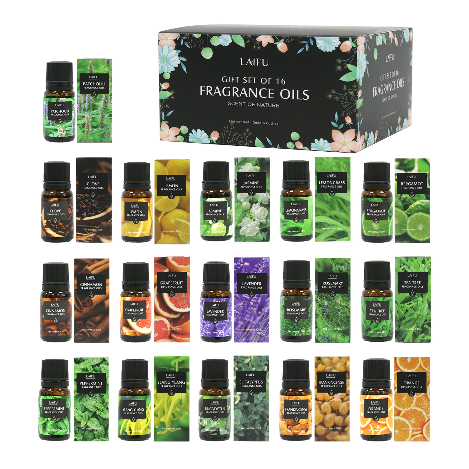 Home Fragrance Gift Set - 16x10ml Essential Oils Set for Diffuser